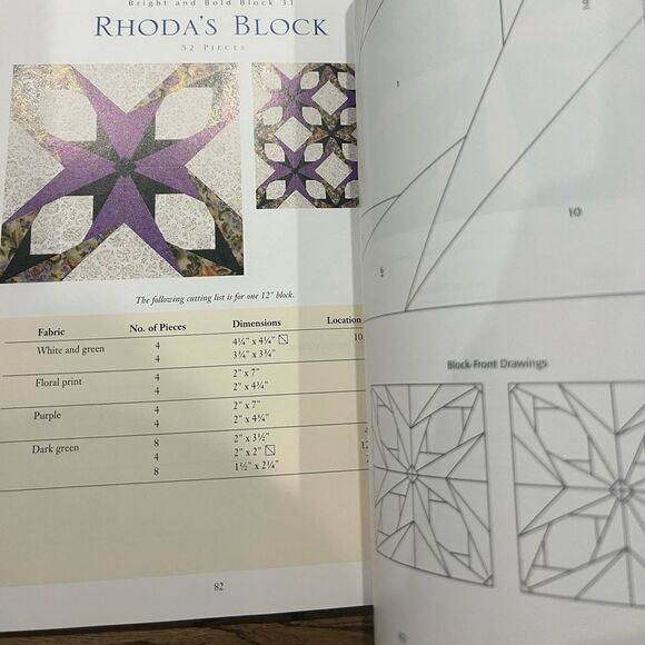 40 Bright & Bold Paper Pieced Blocks 12 inch designs Carol Doak Quilt Book - Picture 4 of 11